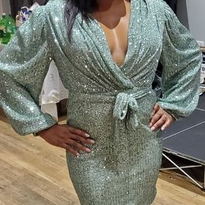 Turquoise sequin dress